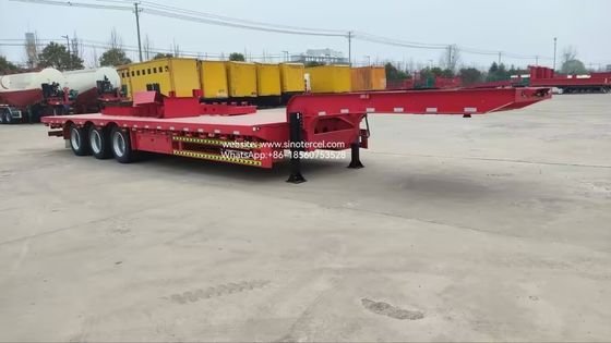 Semi lowbed trailer 60t 3 axle low bed trailer trekcontainers toepasbaar in gebieden met beperkte hoogte glad rijden