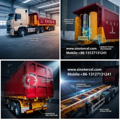 Verpakkings- en losbakken vrachtwagen 53 ft 3 assen 40-60 ton Rood