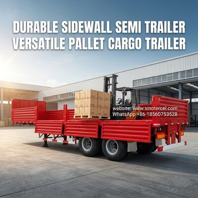 SINOTERCEL 3 Assen Zijdekant Semi-trailer Dropside Trailer Palet Transport Gemakkelijk lossen Efficiënt Zware lading