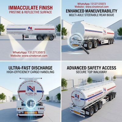 3Axles White Oil Tank Semi-trailer met 45CBM laadcapaciteit