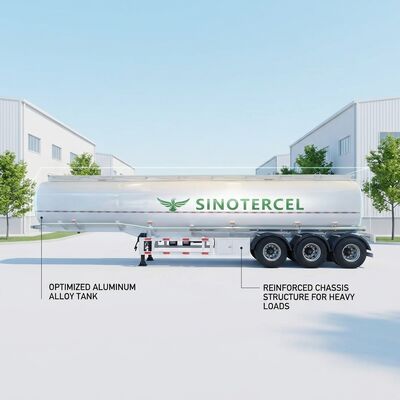 40-60m3 brandstoftank Halve aanhangwagen met 3 assen en 12 banden