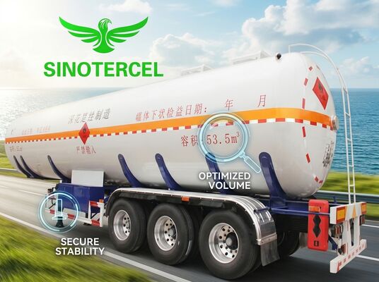 Mn-staalgasreservoir Halve aanhangwagen brandstoftank 55000 liter Propaanhalve aanhangwagen
